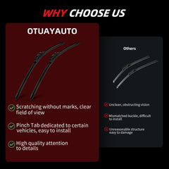 OTUAYAUTO premium wiper blades crystal-clear wipe across wet windshields