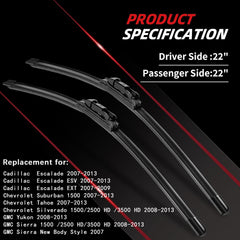 OTUAYAUTO premium wiper blades 22-inch front view for Chevy Silverado ensure precise fit
