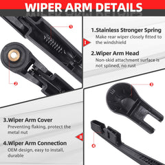 OTUAYAUTO rear wiper arm mechanism close-up showing durable stainless design.