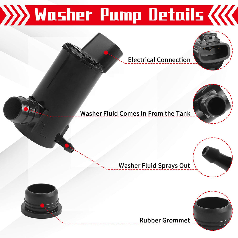 OTUAYAUTO washer pump with rubber grommet included for secure seal