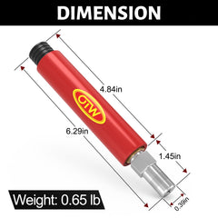 OTW tool connected to hose extension for extended reach in tight spaces