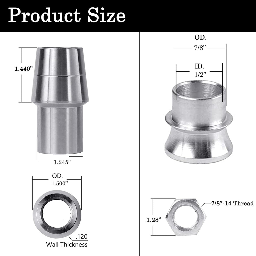 OUBULU heim joint kit left thread close-up with zinc coating.