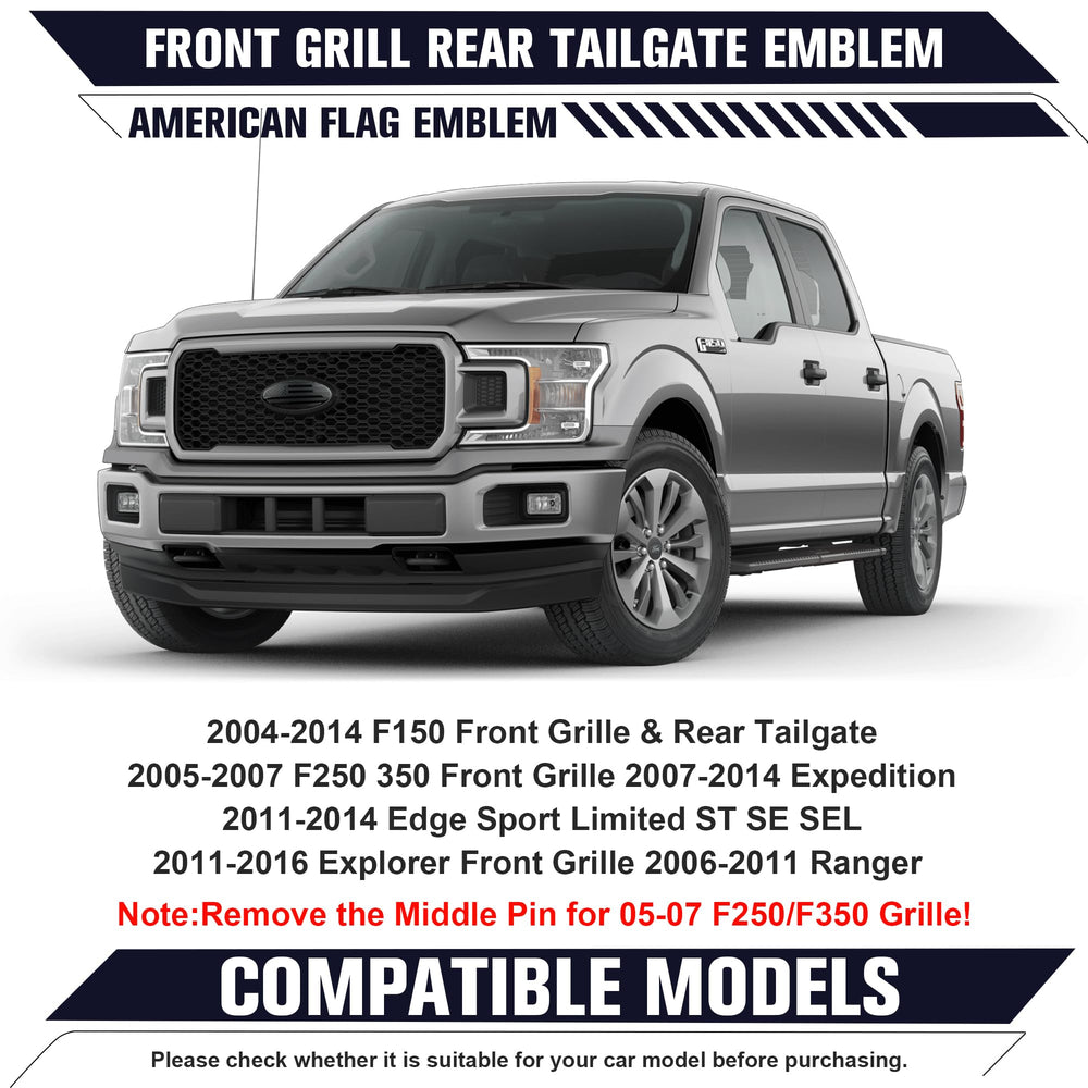 OUESAAS rear tailgate emblem featuring American flag for Ford—bold, durable accent