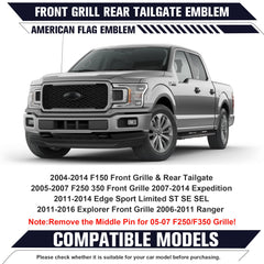 OUESAAS rear tailgate emblem featuring American flag for Ford—bold, durable accent