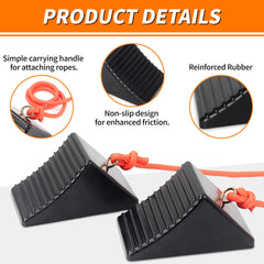 Rugged rubber texture and bottom grip on OULEME wheel chock