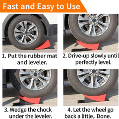 OULEME RV leveling blocks rubber mats adding grip under tires.
