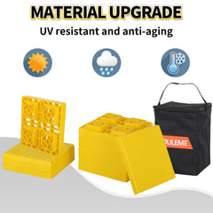 OULEME blocks work with jacks and stabilizers for leveling.
