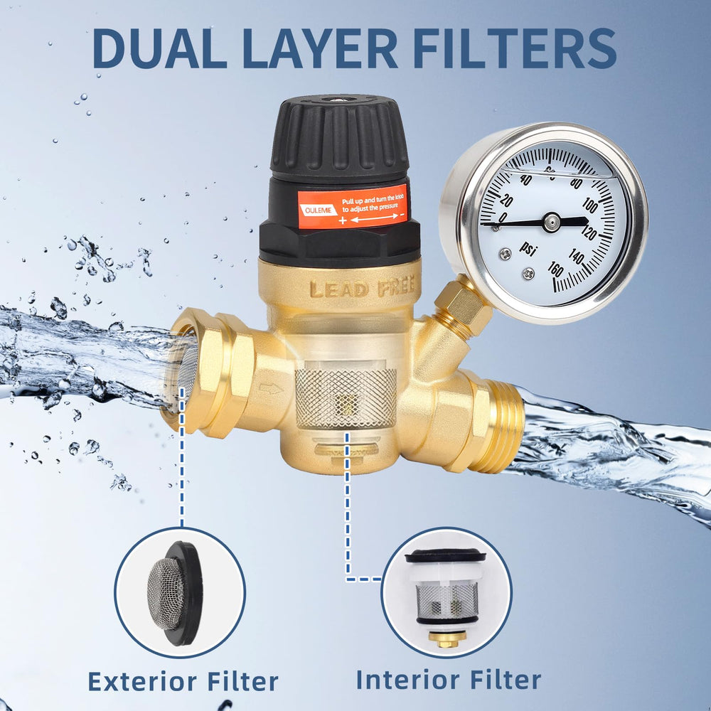 OULEME double filters protect your water line from debris in camping setups.