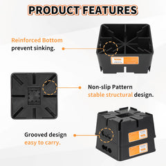 OULEME trailer jack blocks stacked for vertical height adjustment on uneven ground