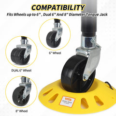 OULEME trailer jack wheel dock 12x12 inch footprint demonstrates compact placement