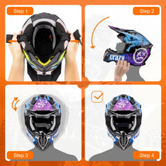 OUMURS dirt bike helmet blue side-view shows bold styling