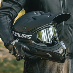 OUMURS side view matte black helmet looks sleek and sturdy