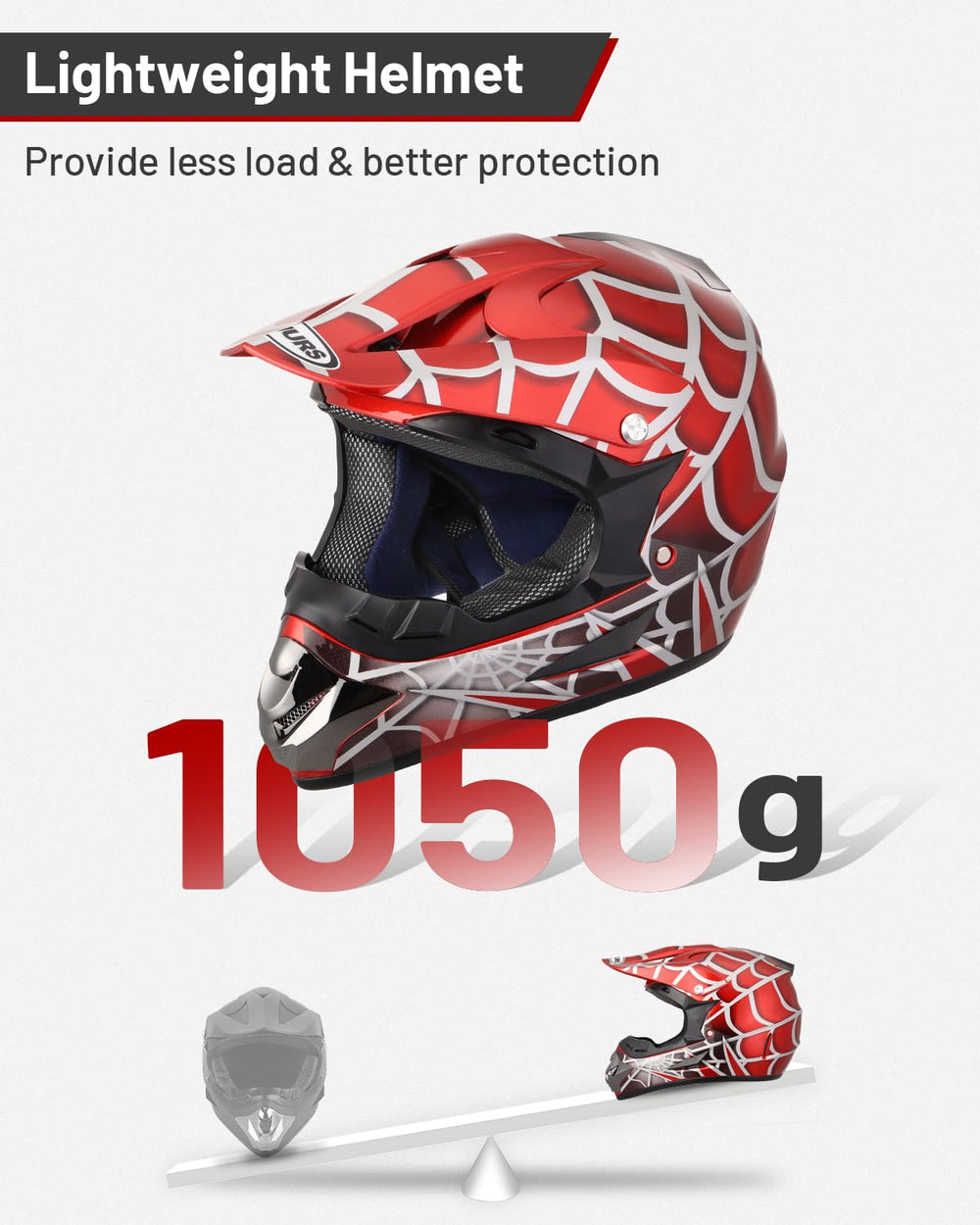 Oumurs DOT youth helmet side profile with secure chin strap.