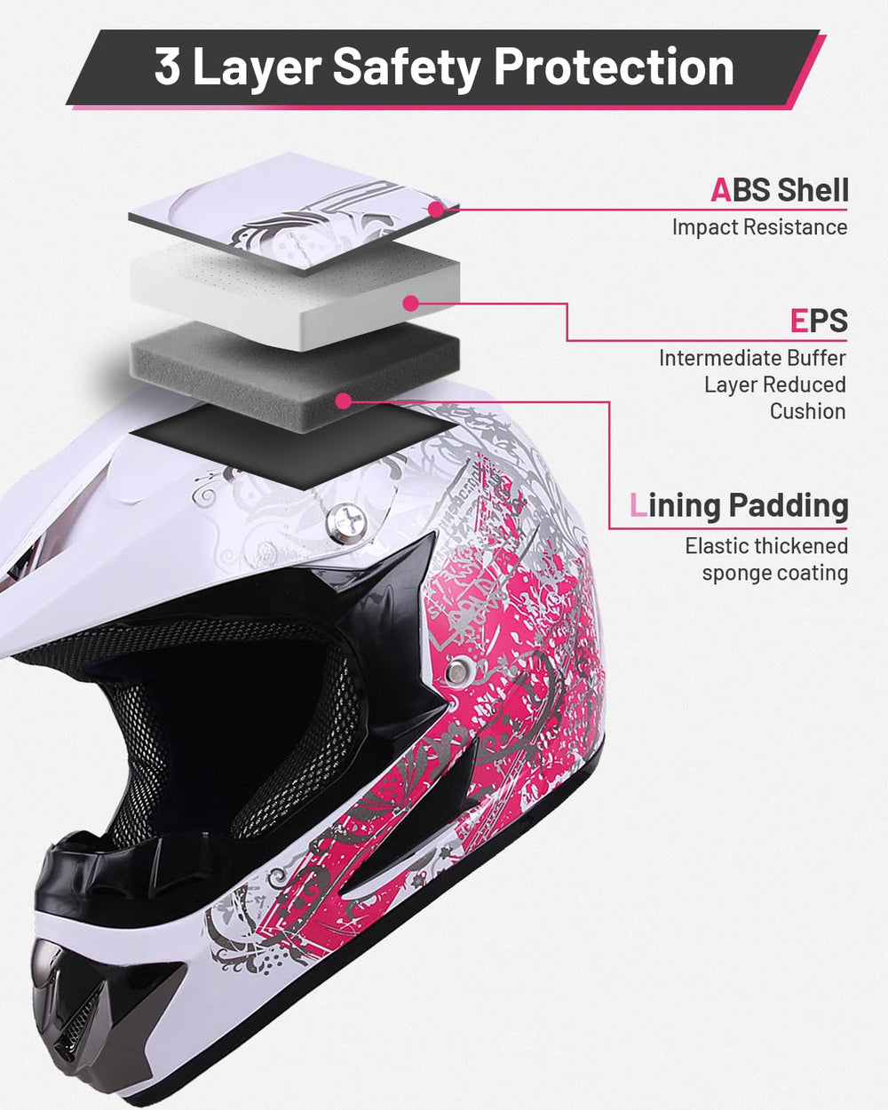 OUMURS DOT youth dirt bike helmet sun visor reduces glare during sunny trails