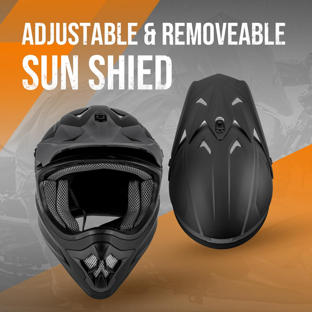 OUMURS helmet with goggles-gloves-mask-set for wind and sun protection.