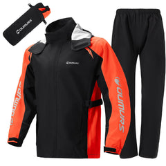Oumurs motorcycle rain suit hood offers adjustable coverage for rainy rides.