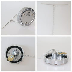 Installation view of OURWILLSM locking cap on a truck fuel neck