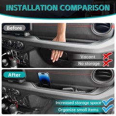 OUSUWO center console storage with multiple compartments supports phones and keys easily.