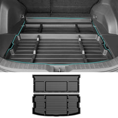 OUSUWO hidden trunk organizer tray installed in Rav4 to reduce clutter.