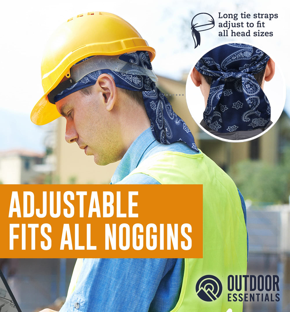 OutdoorEssentials hard-work ready bandana in use at a worksite.