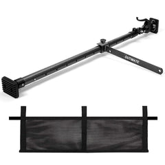OUTIMATE Cargo Bar extended to 70 inches, securing items in a pickup bed.