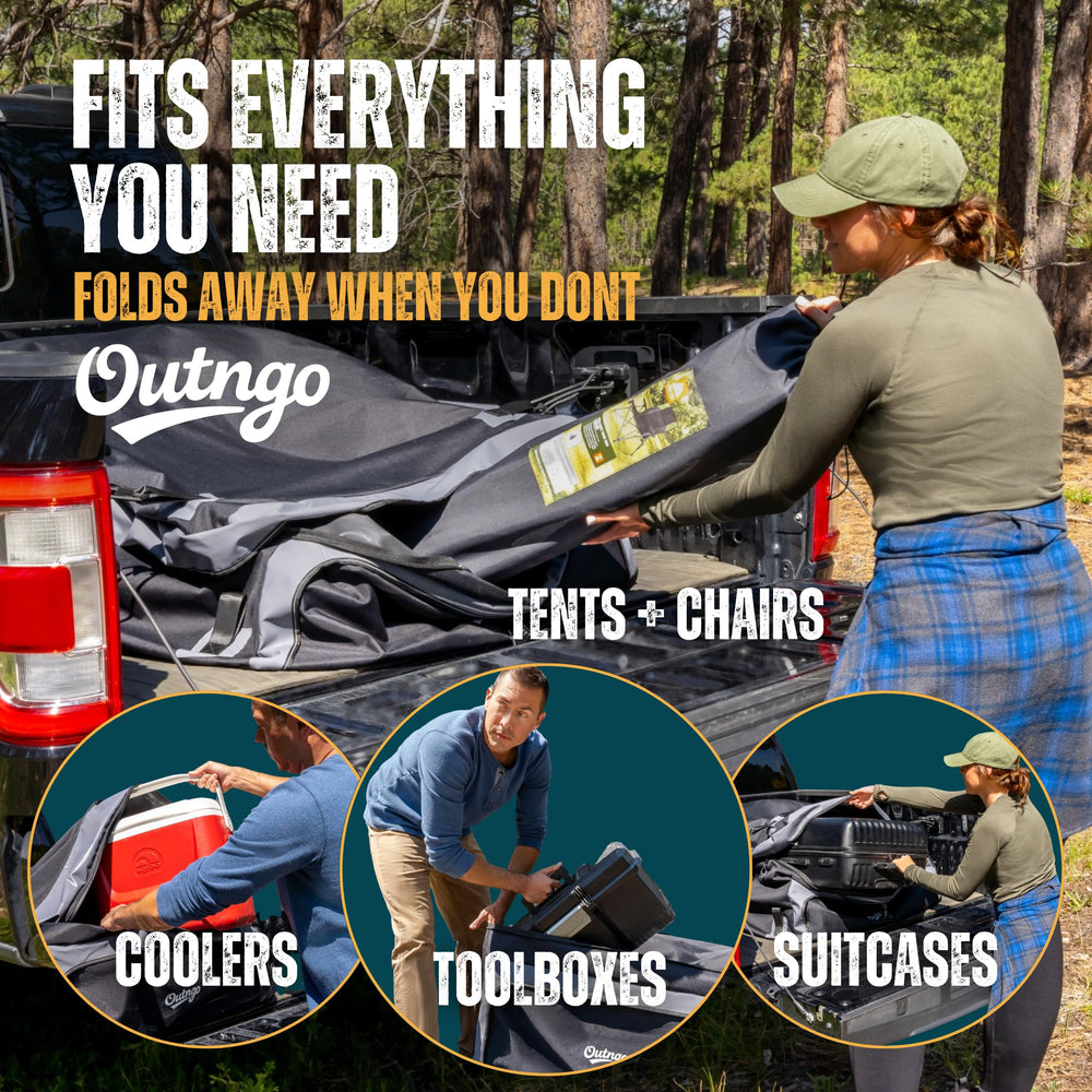 Outngo cargo bag folds into the included storage pouch