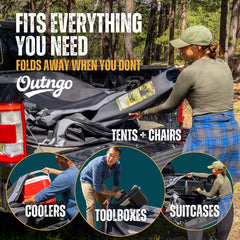Outngo cargo bag folds into the included storage pouch