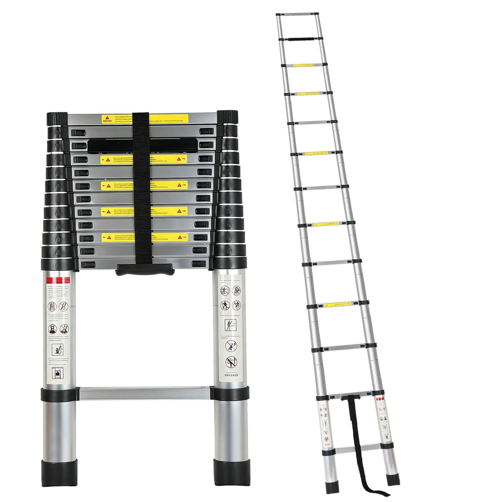 OUTPRIZE 12.5ft telescoping RV ladder extended for stable roof access and safe steps.