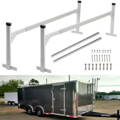 OUTPRIZE aluminum trailer ladder rack assembled on trailer for secure gear transport.