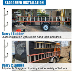OUTPRIZE easy-install trailer ladder rack simplifies mounting on vehicle sides.
