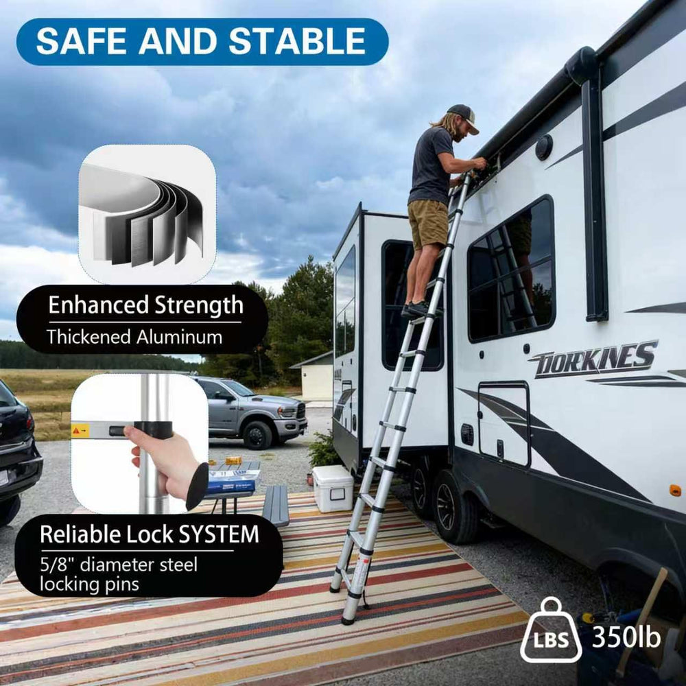 OUTPRIZE heavy-duty-350lbs-capacity ladder supports heavy items during access.