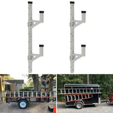 OUTPRIZE side-mount ladder rack on an open trailer secures ladders for transit.