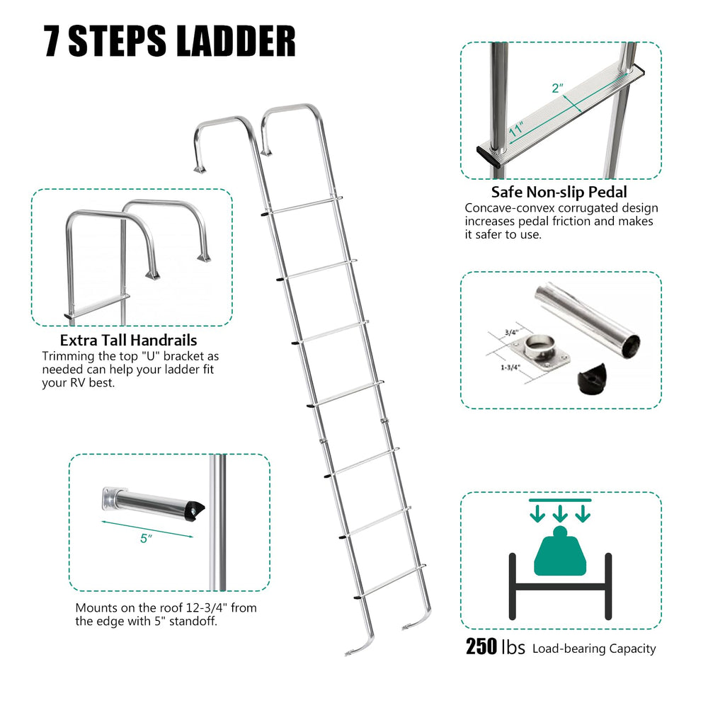 OUTPRIZE universal exterior RV ladder lightweight aluminum for effortless installation.