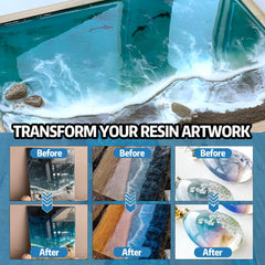 OverZyn resin surface before and after shows dramatic scratch removal