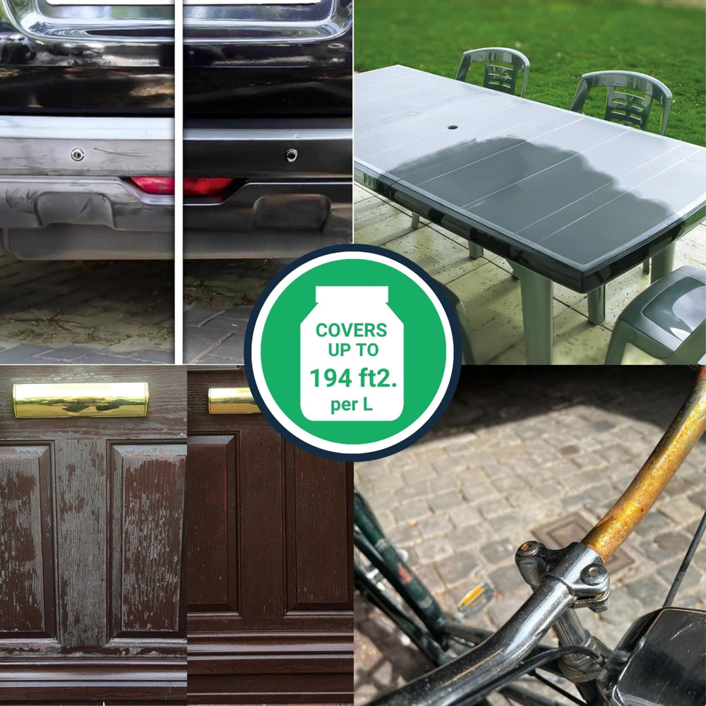 Polytrol on metal surface providing protective look.