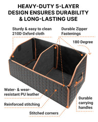 Owleys 50L car storage divider shows customizable space for groceries or gear.