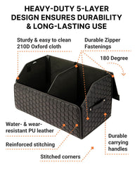 Owleys Trunk Organizer in use with groceries and gear to keep items organized.