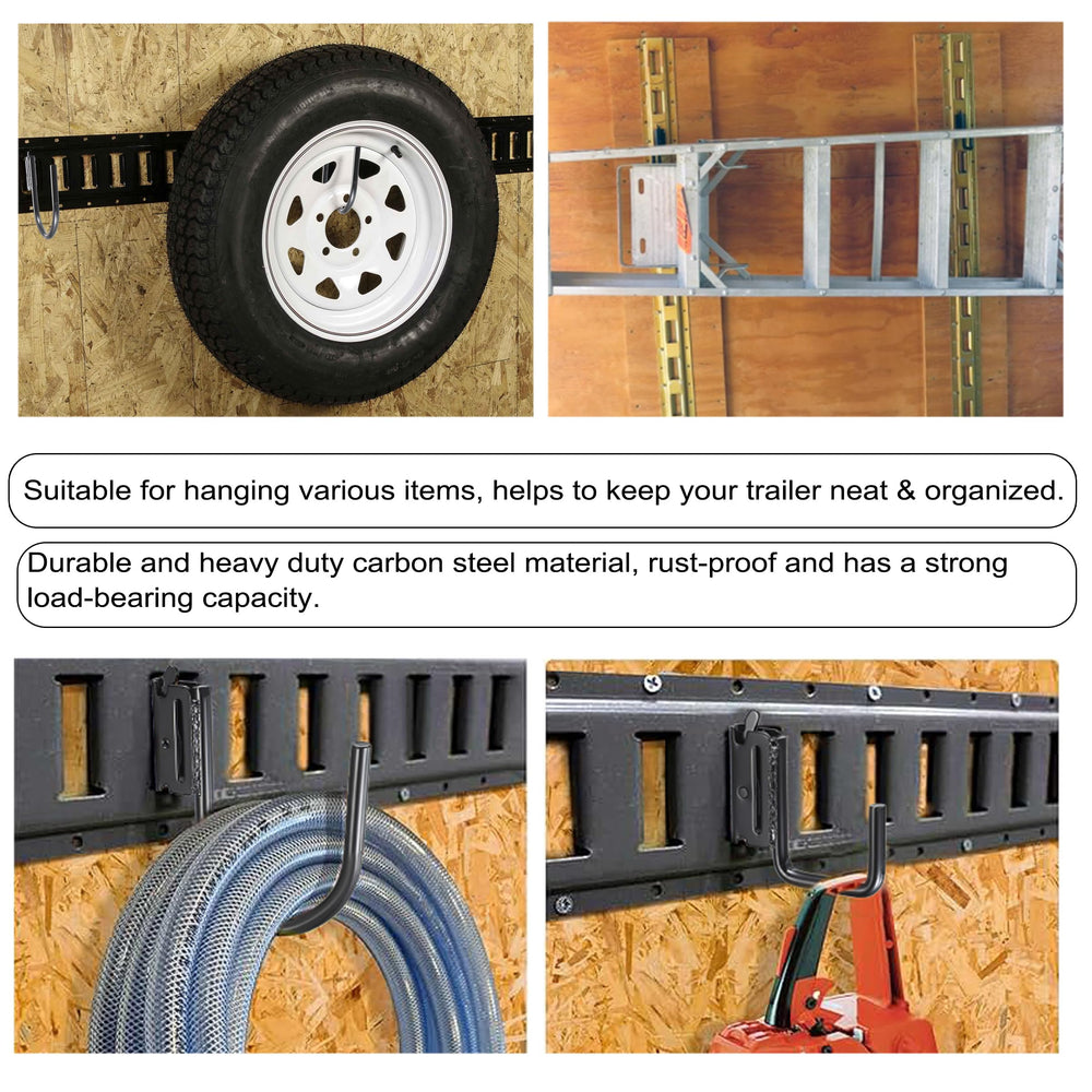 OwnMy E-Track hook compatible with multiple rails for versatile setup.