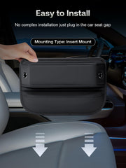 Owntow driver-friendly gap filler keeps belt, cup holders, and space accessible.