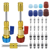 OXDFK 31 PCS valve core remover kit with high/low pressure connectors for cleaner replacements.