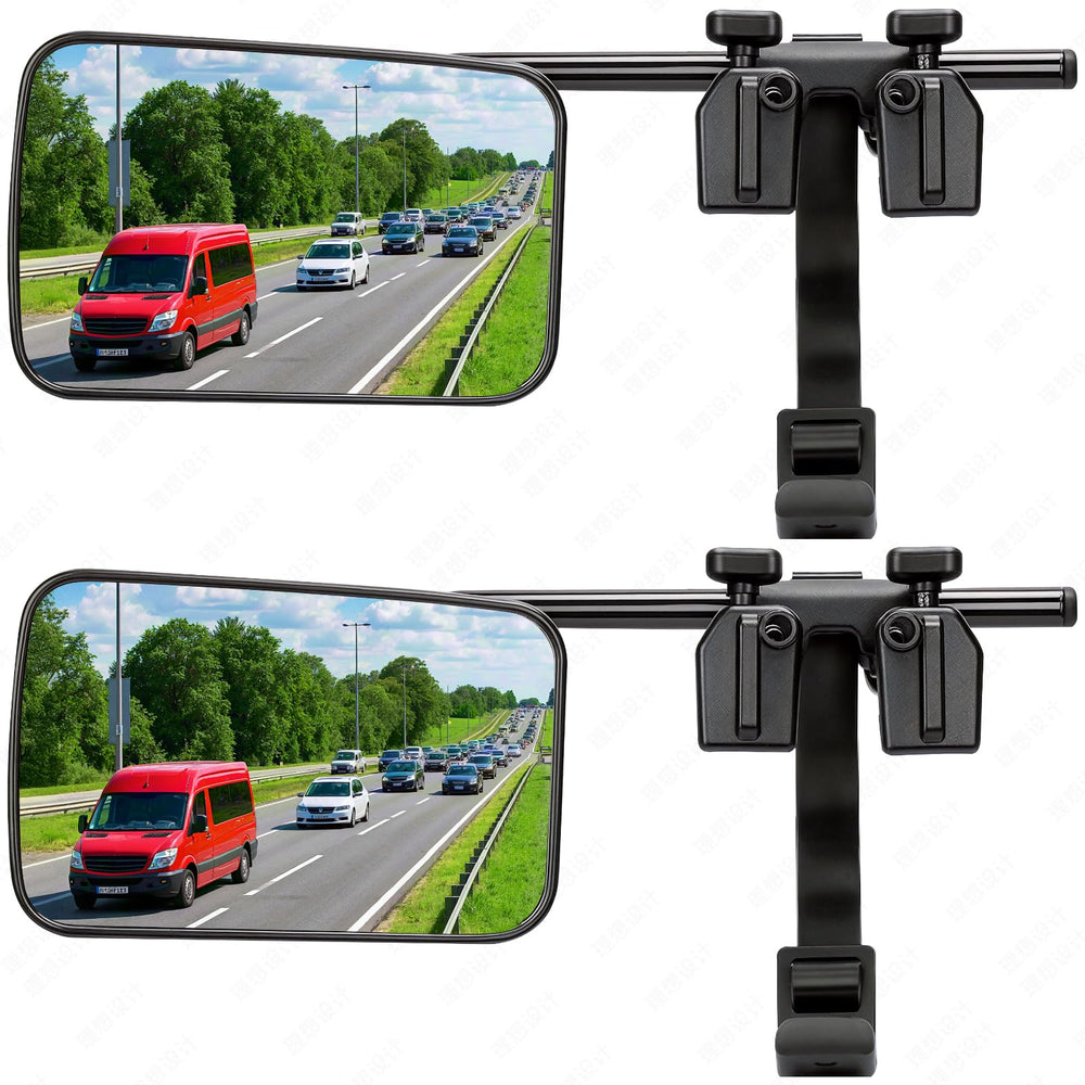 Oxerbog mirror extenders for towing with clip-on design boosts side visibility for caravans.