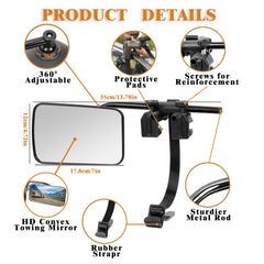 Oxerbog towing mirrors with reflective stickers improve safety on narrow roads.