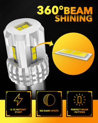 OXILAM 1156 LED bulbs emit 6000K xenon white for crisp night vision.