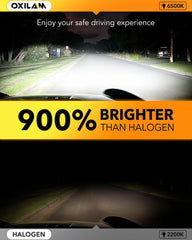 OXILAM H11 LED bulb aluminum body for durable heat management.