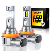 OXILAM H11 LED bulb close-up showing bright chips for enhanced night visibility.
