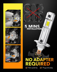 OXILAM H1/H1LL LED bulbs install with a simple plug-and-play in minutes.
