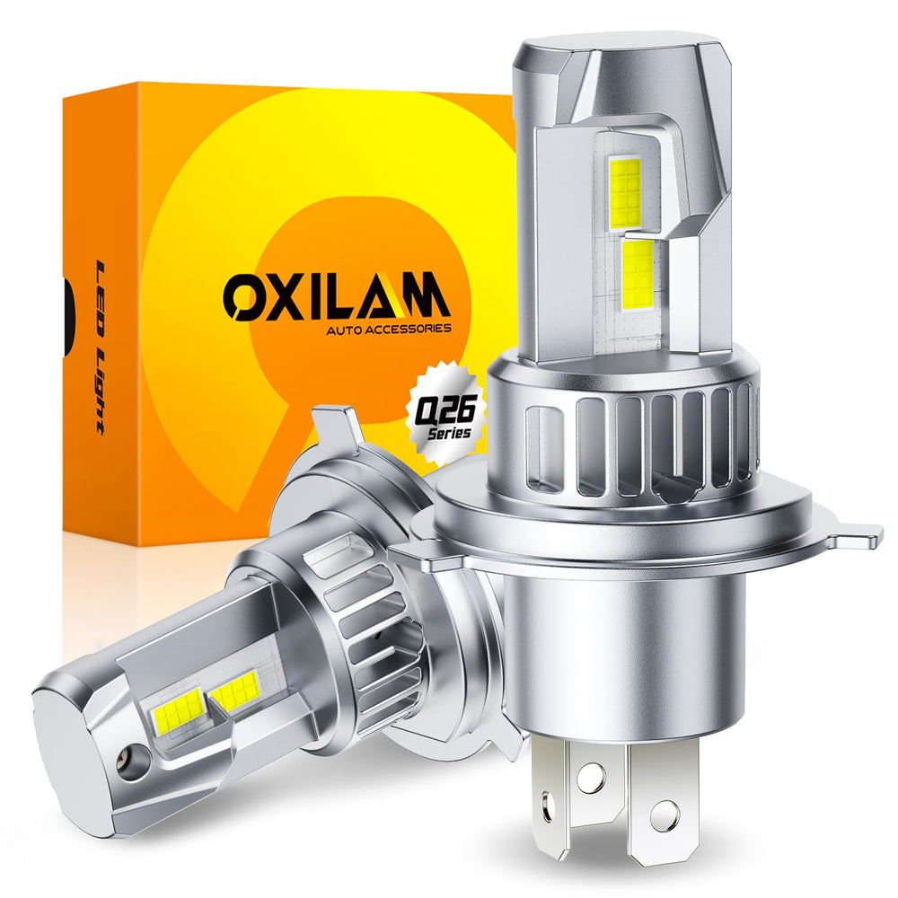 OXILAM H4 9003 front view with crisp, even illumination for clear nighttime driving