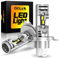 OXILAM H4 LED bulb with compact design for easy plug-and-play fit.