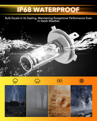 OXILAM H4 LED bulb provides wide coverage for 360° visibility.