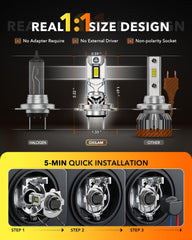 OXILAM H7 LED bulb five-minute plug enables fast, tool-free fit.
